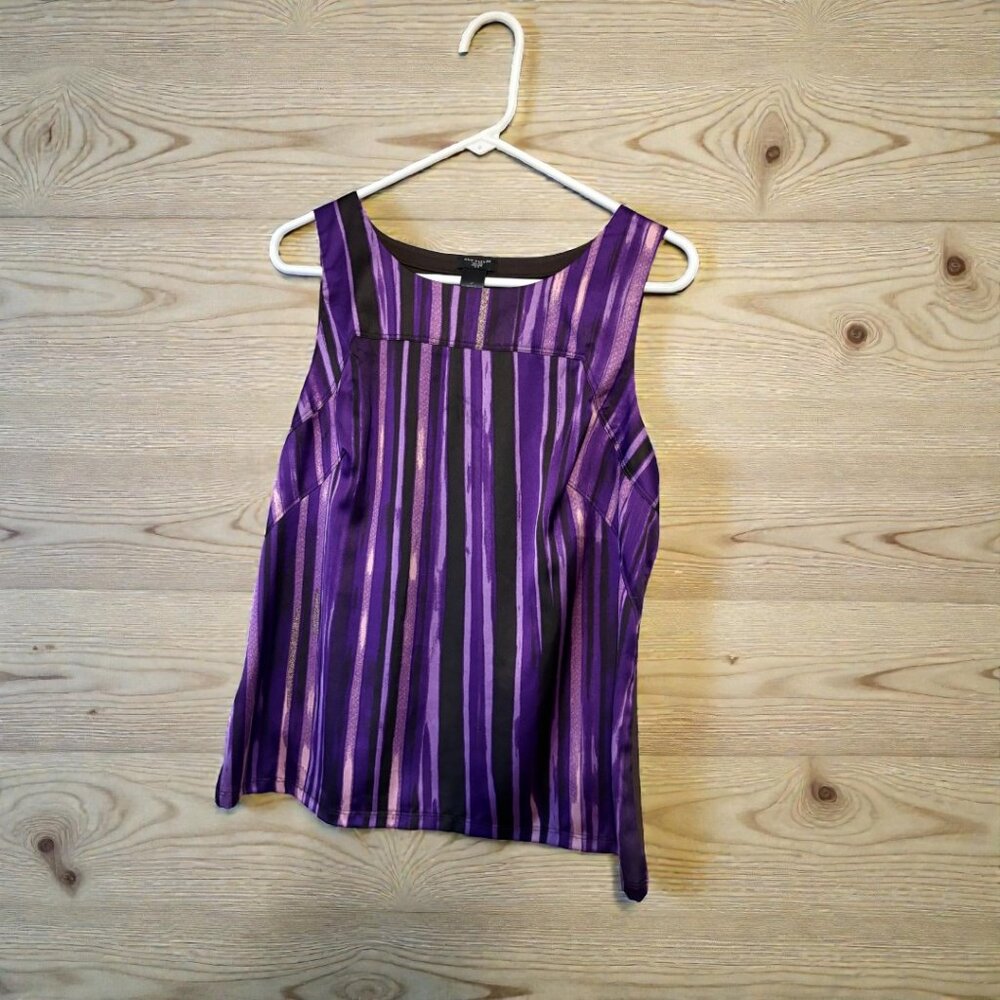 Purple and Black Striped Sleeveless Blouse Petitie Large